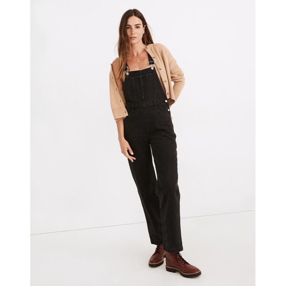 Madewell Straight-Leg Denim Overalls Black Size S